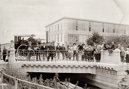 Probebelastung der Brenzbrücke beim Steiff