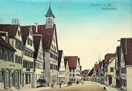 Postkarte obere Marktstraße und Rathausplatz