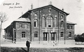 Alte Bergschulturnhalle im Jahr 1910