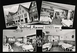 Postkarte des Gasthauses Kanne mit Gasträumen