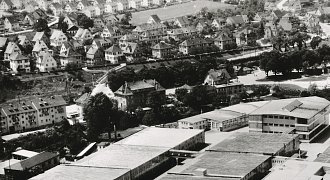 Luftbild über Bahnhofstraße und alte Ulmerstraße