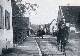 Berittene Soldaten in der Badstraße
